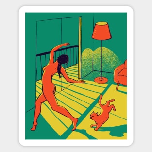 Dancing with the cat - Crazy Cat Lady Aesthetic | Catlady Sticker